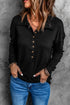Button Front Turn-Down Neck Knit Top